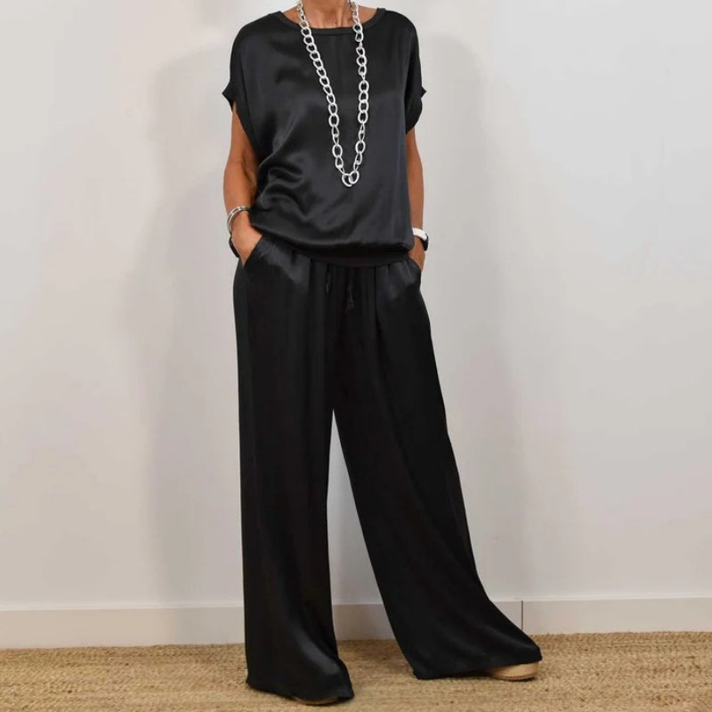 Estelle | Women’s Short-Sleeve Wide-Leg Two-Piece Set with Lightweight
