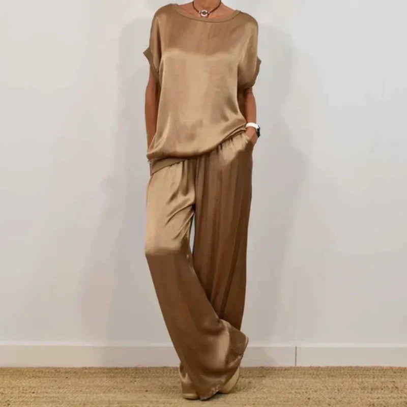 Estelle | Women’s Short-Sleeve Wide-Leg Two-Piece Set with Lightweight