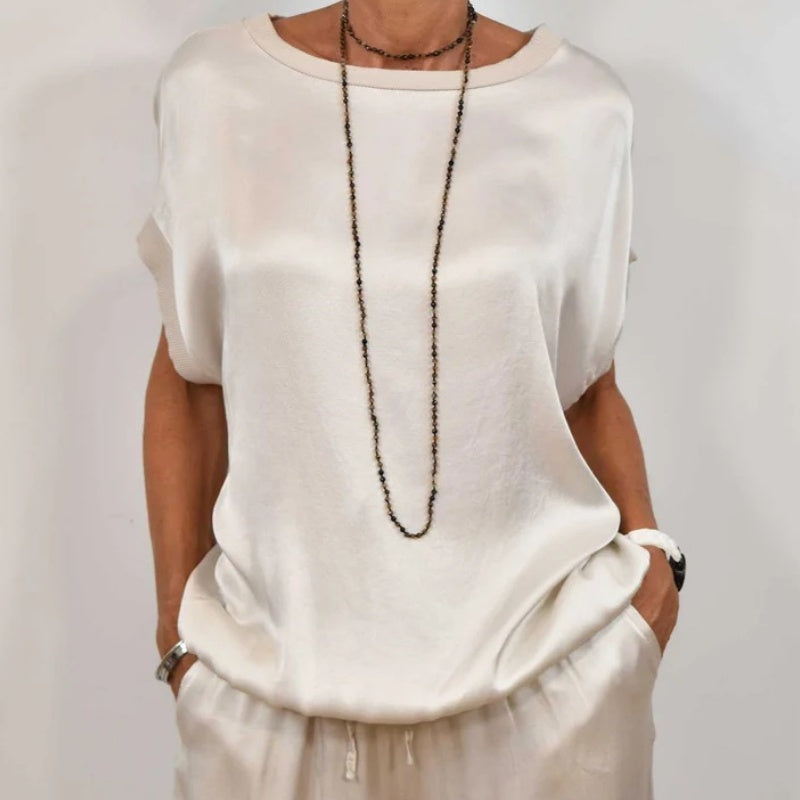 Estelle | Women’s Short-Sleeve Wide-Leg Two-Piece Set with Lightweight