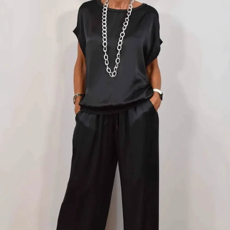 Estelle | Women’s Short-Sleeve Wide-Leg Two-Piece Set with Lightweight
