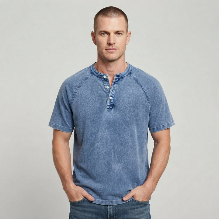 Ethan Murphy | Washed Henley T-Shirt For Men