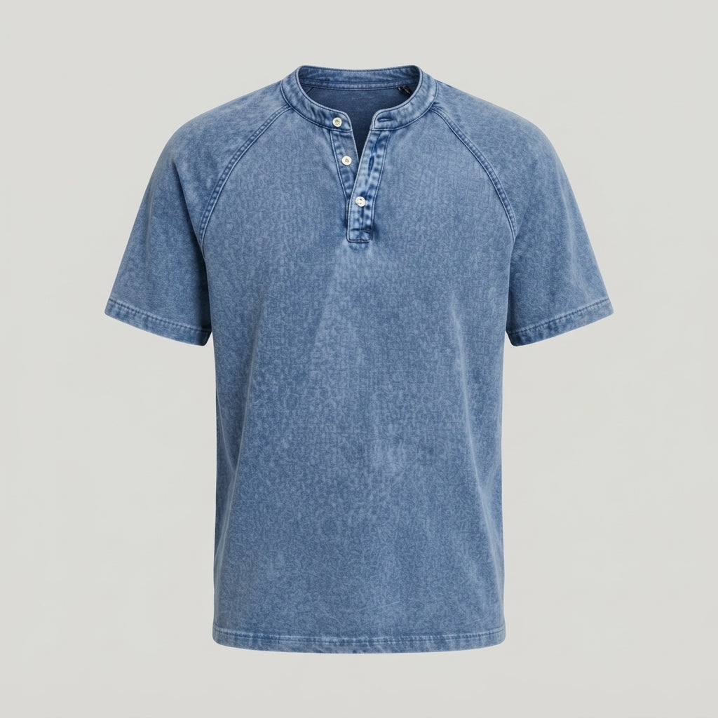 Ethan Murphy | Washed Henley T-Shirt For Men