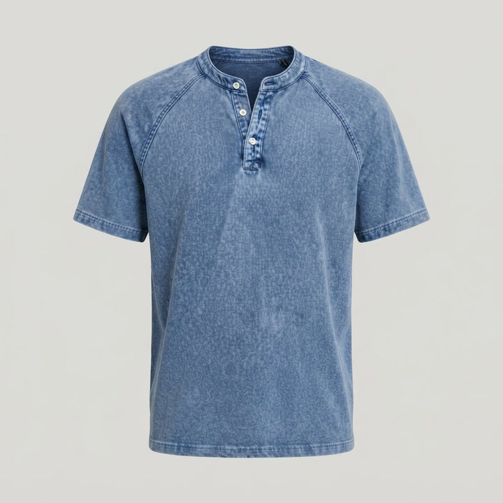 Ethan Murphy | Washed Henley T-Shirt For Men