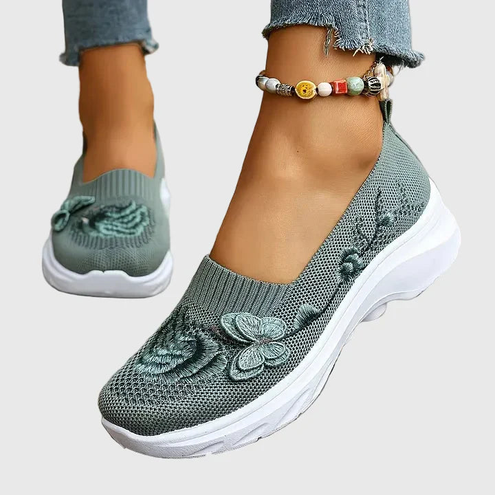 Eulalia | Women’s Slip On Sneakers with Butterfly Embroidery
