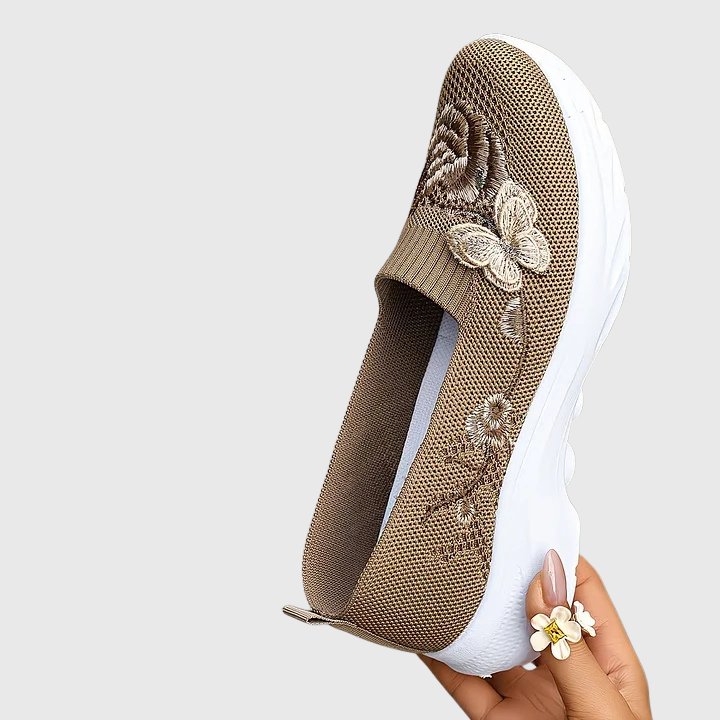 Eulalia | Women’s Slip On Sneakers with Butterfly Embroidery