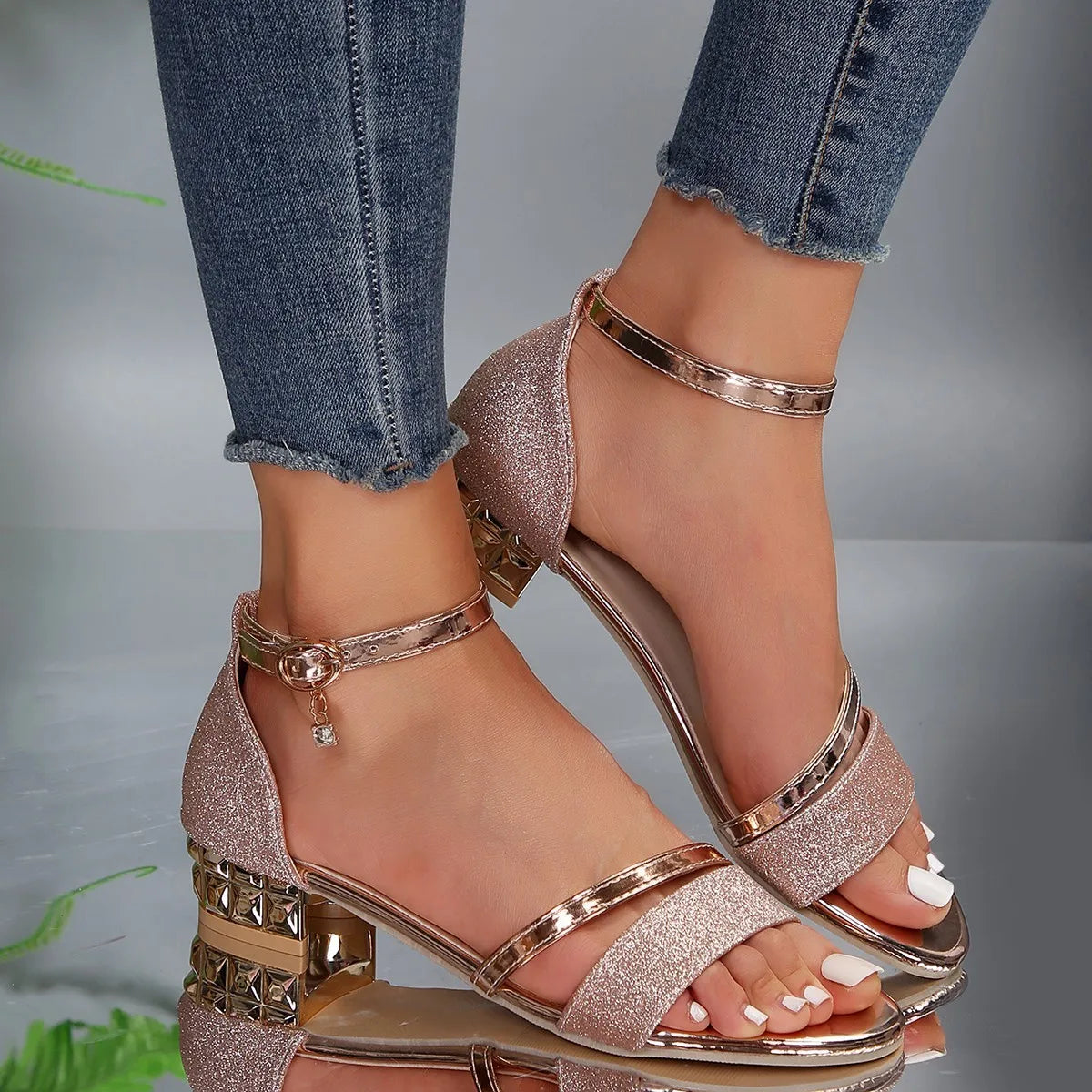 Evadne | Women’s Ankle Strap Sandals with Block Heel