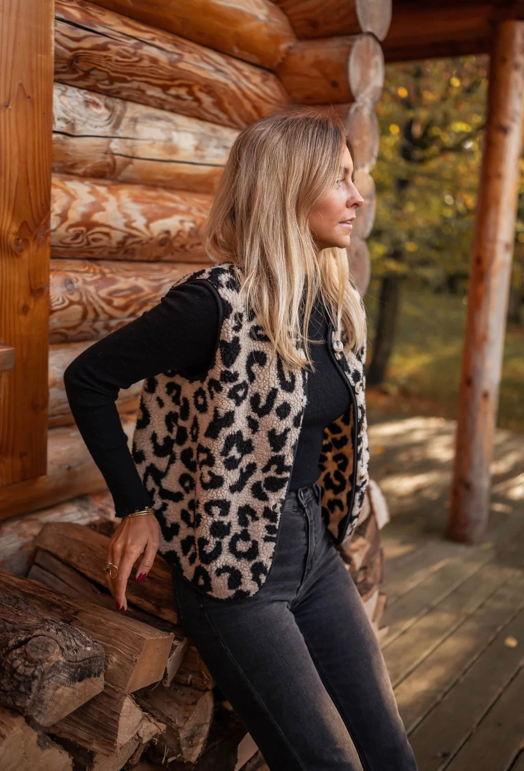 Evadne | Women’s Leopard Print Sleeveless Vest with Pattern