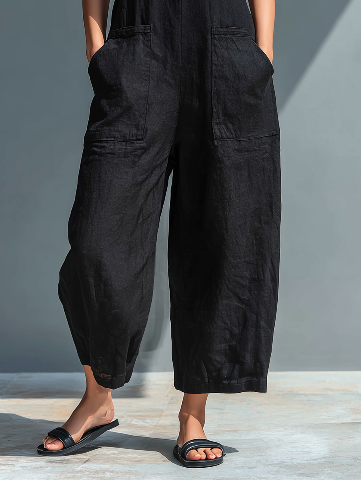 Evangelia | Women’s Sleeveless Wide Leg Jumpsuit with Mandarin Collar