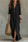 Evangelyn | Women's Button Down V-Neck Maxi Dress