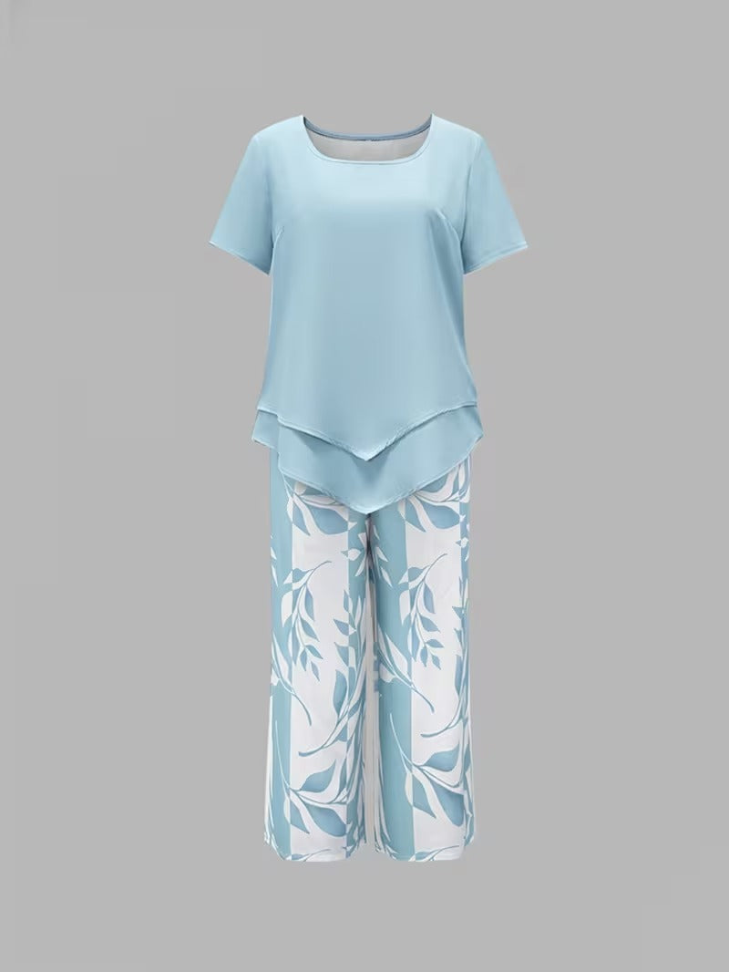 Evelira | Women’s Leaf Print Two Piece with Comfort