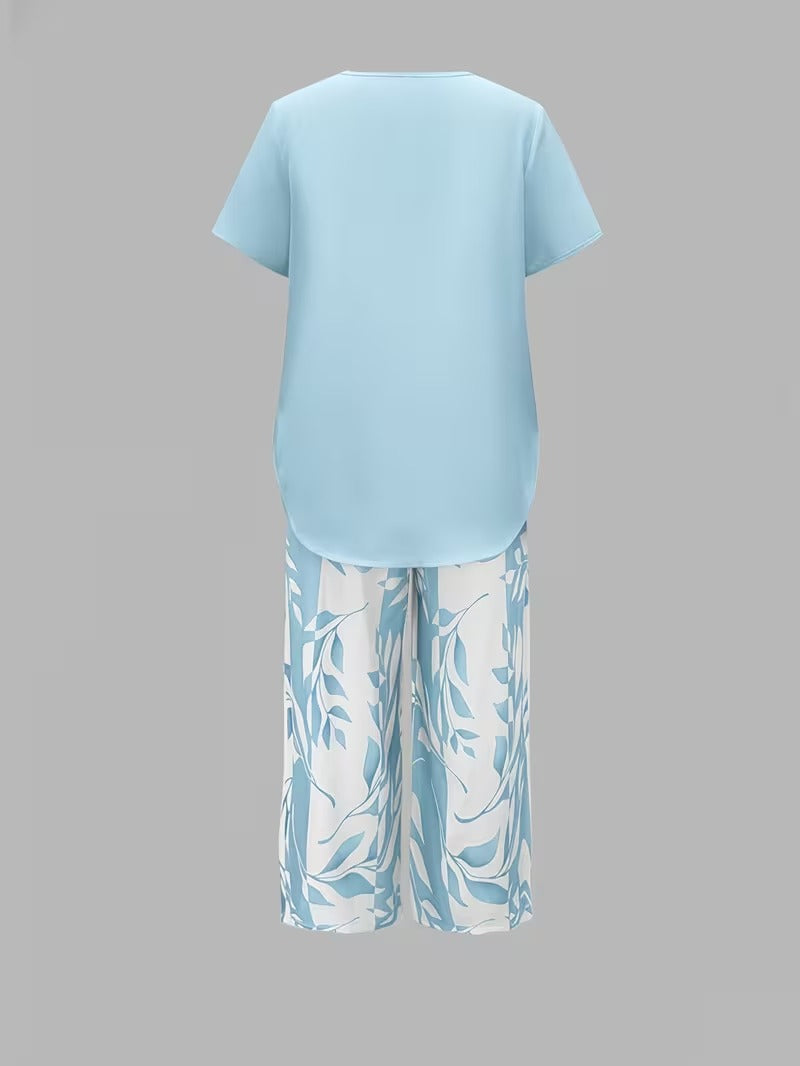 Evelira | Women’s Leaf Print Two Piece with Comfort
