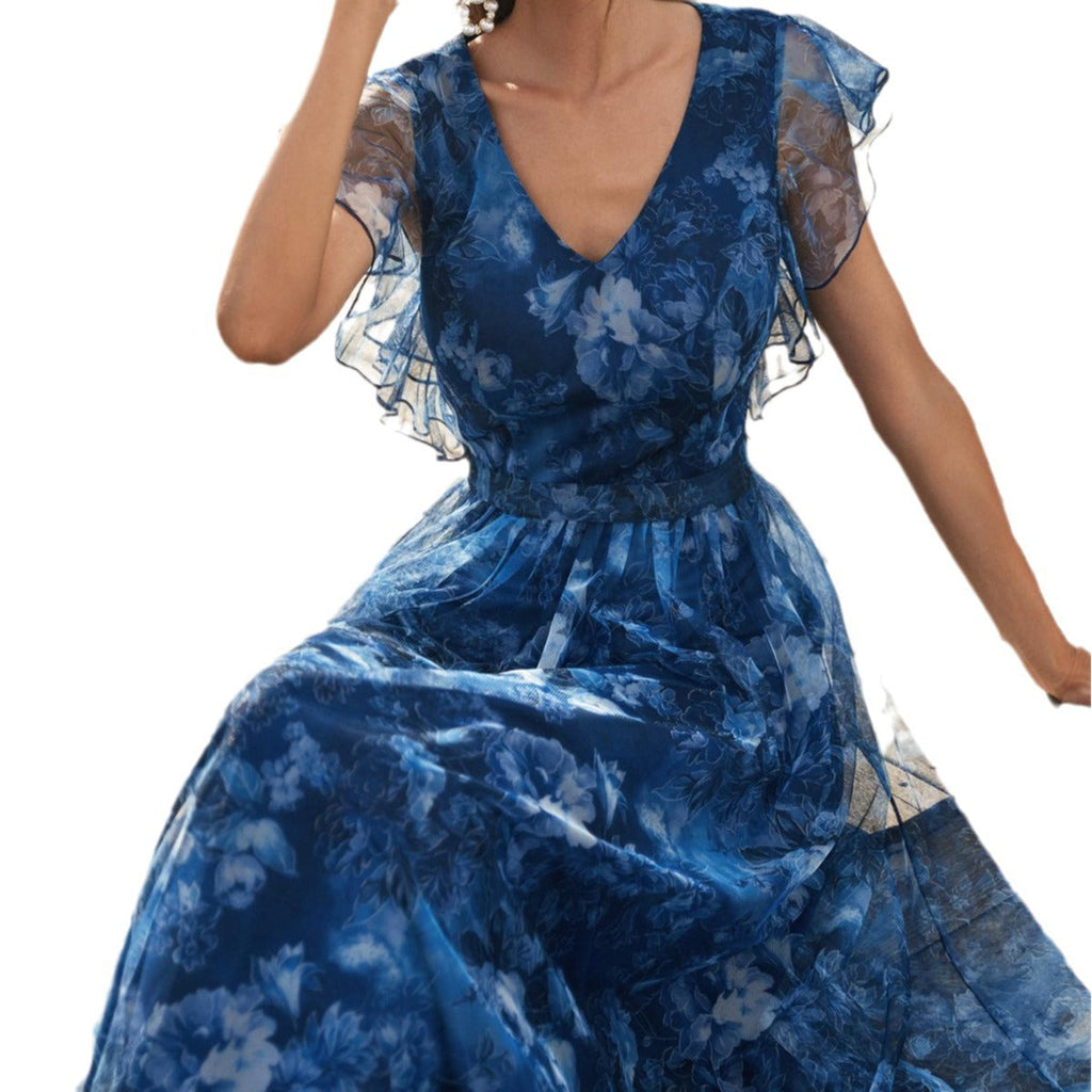 Isabella Reeves | Floral Graduation Dress With Tulle Overlay For Women