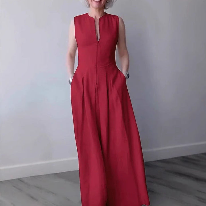 Emma White | Sleeveless Wide-Leg Zip Jumpsuit For Women