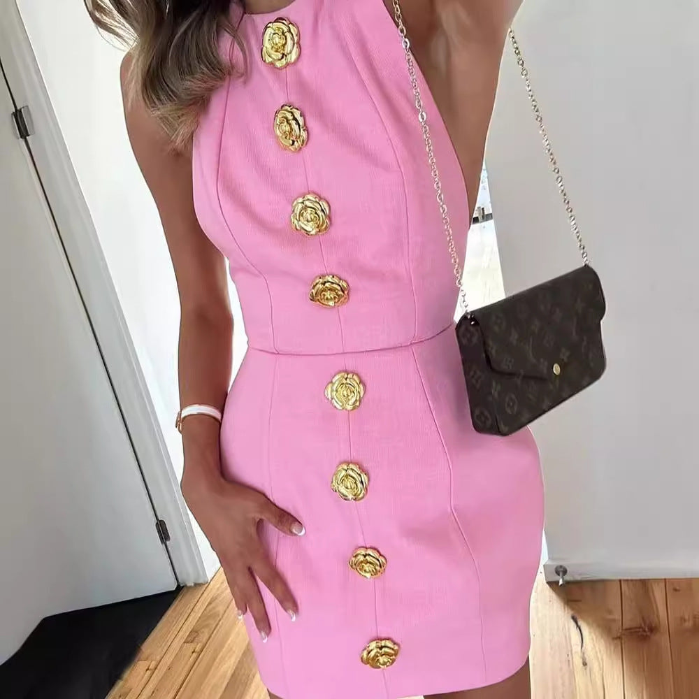 Bridie Nash | Rose Button Cocktail Dress For Women