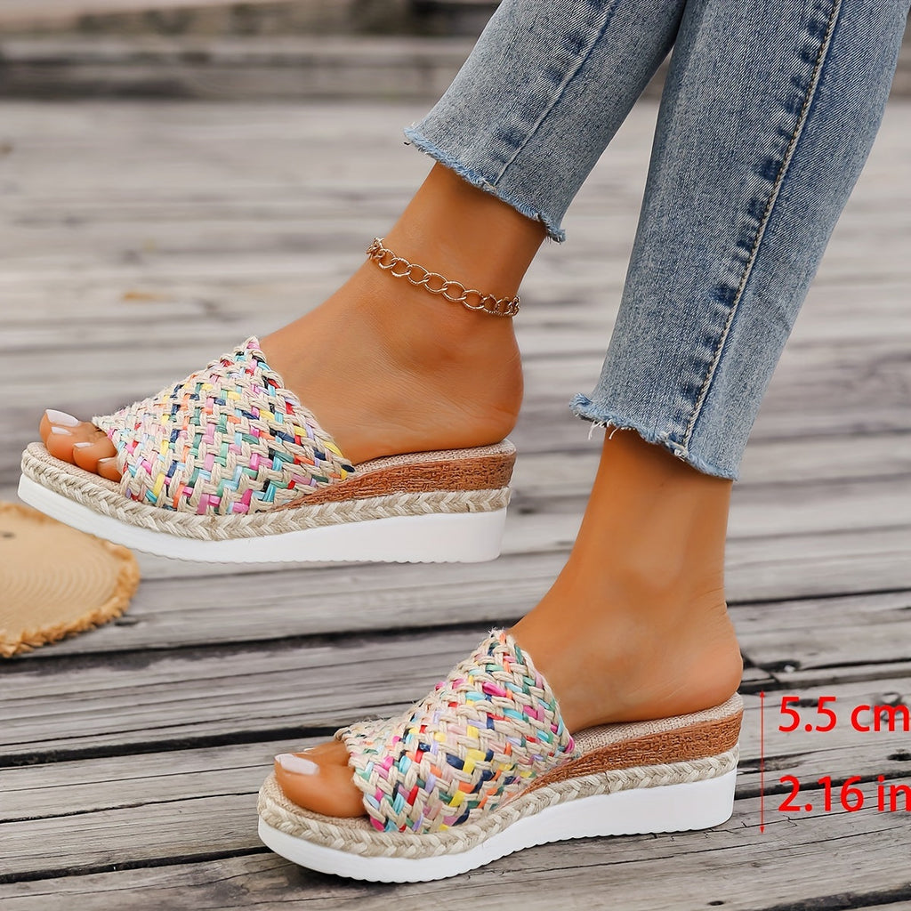 Solari | Women’s Woven Wedge Sandals with Cushioned Insole