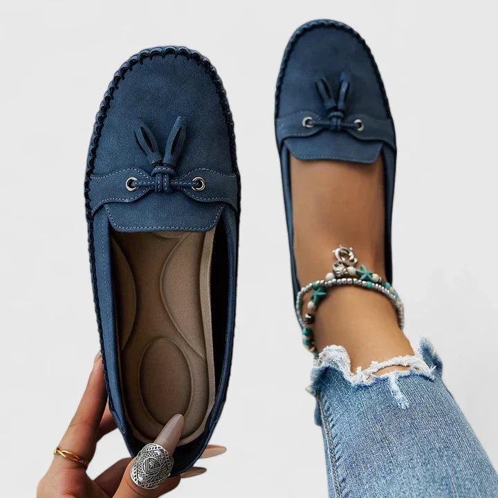 Daisy | Women’s Suede Bow Loafers with Tassel Detail