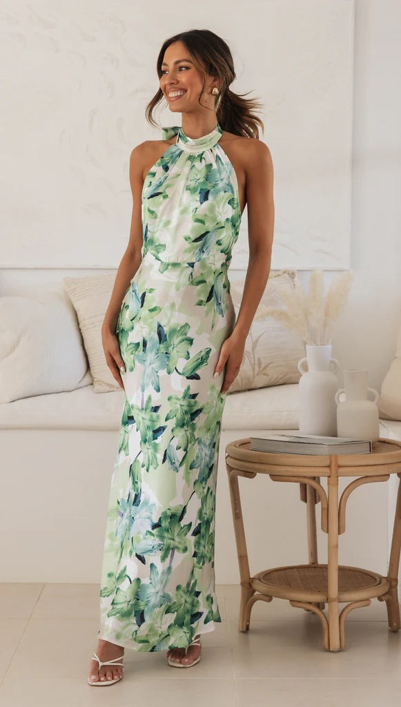 Violet Chambers | Floral Halter Neck Races Dress For Women