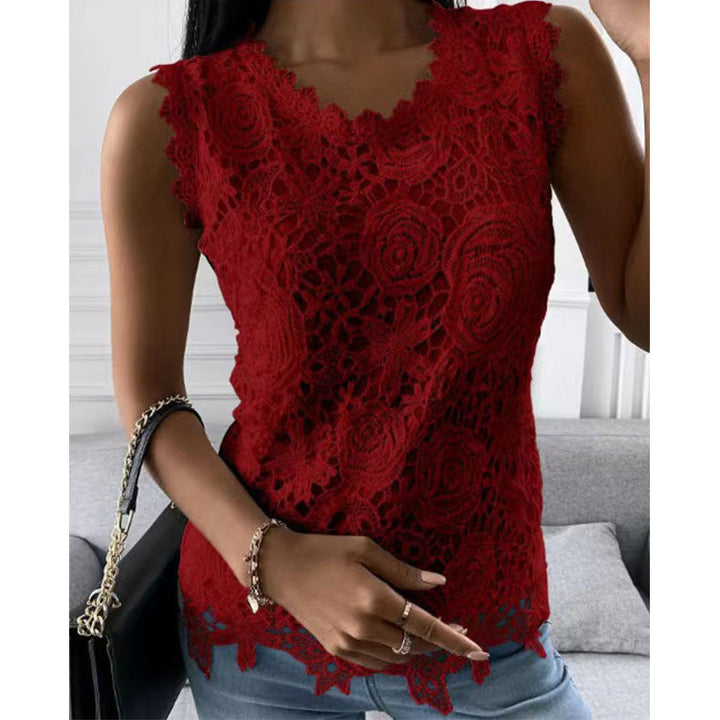 Emma White | Floral Lace Sleeveless Top For Women
