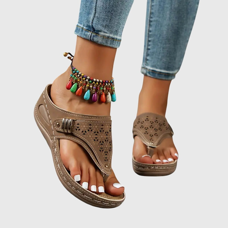 Rylee | Women’s Toe-Post Wedge Sandals with Cutouts