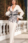 Charlotte Evans | Printed Feather Cuff Maxi Dress For Women