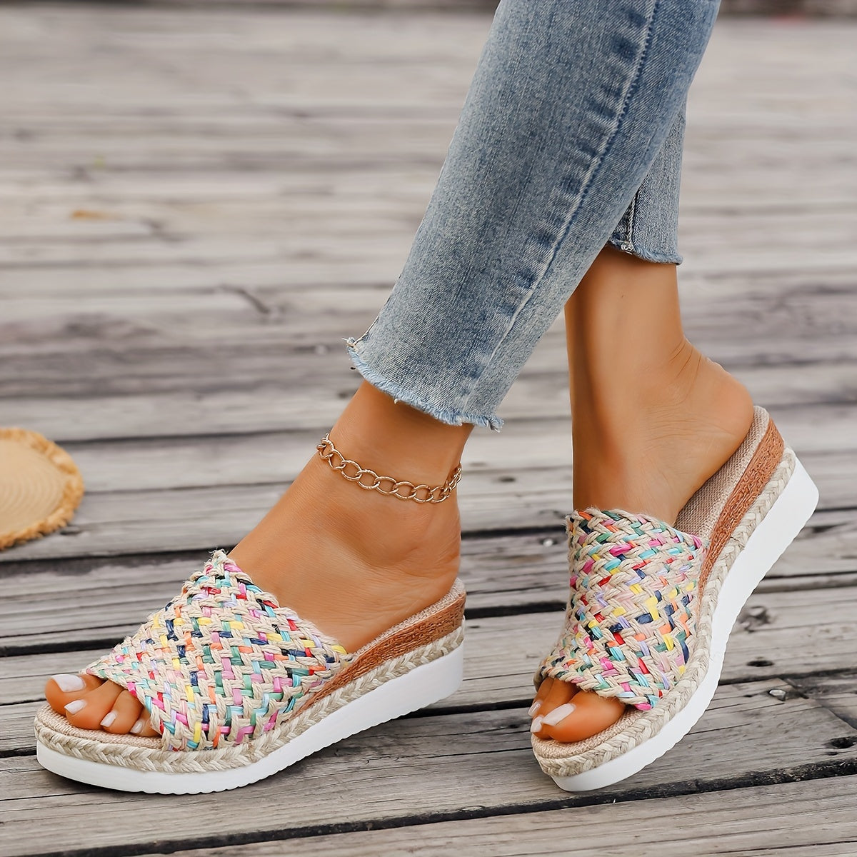 Solari | Women’s Woven Wedge Sandals with Cushioned Insole