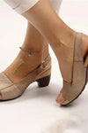Vera | Women's Peep Toe Slingback Block Heel Sandals Buckle