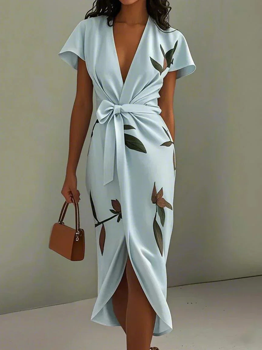 Billie | Women’s Wrap Midi Dress with Waist Tie