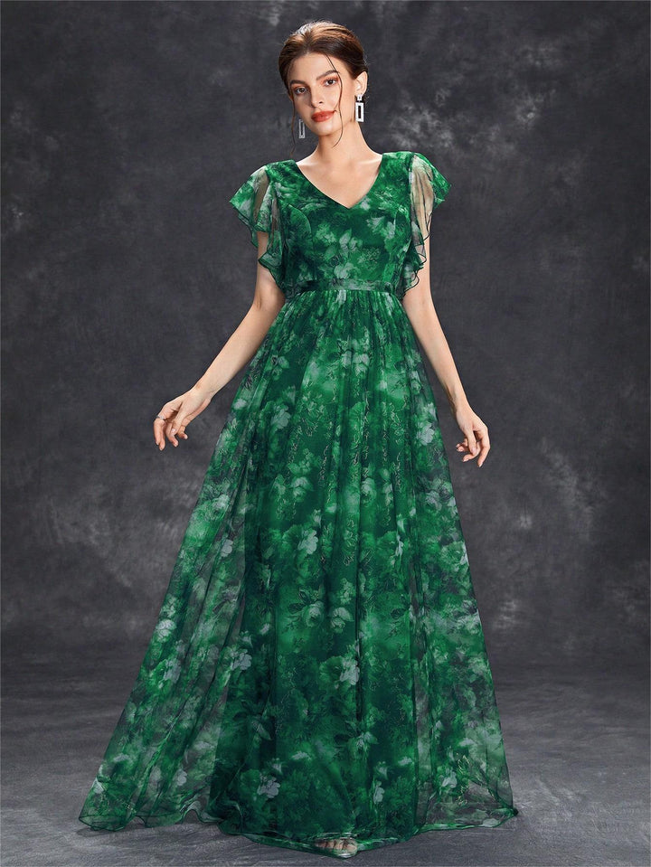 Isabella Reeves | Floral Graduation Dress With Tulle Overlay For Women