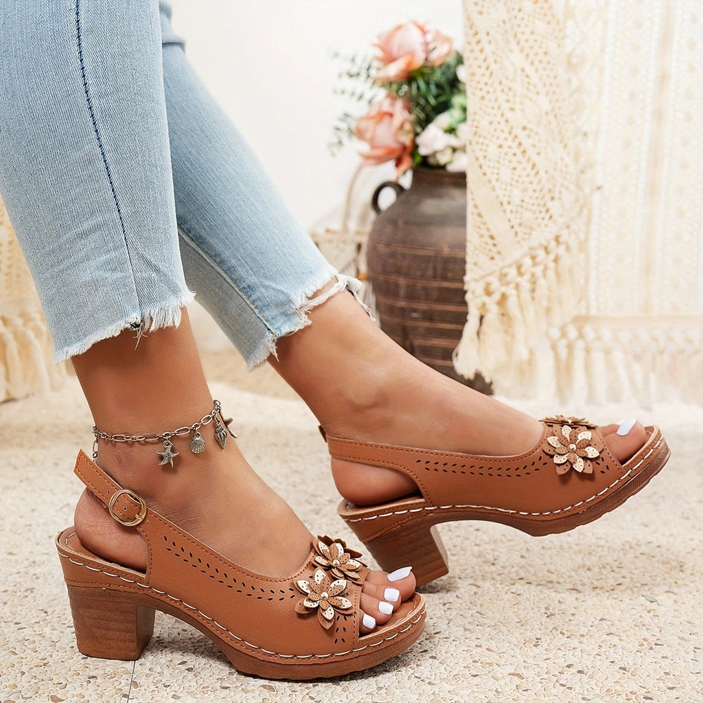 Haisley | Women’s High Heel Sandal with Floral Embellishments