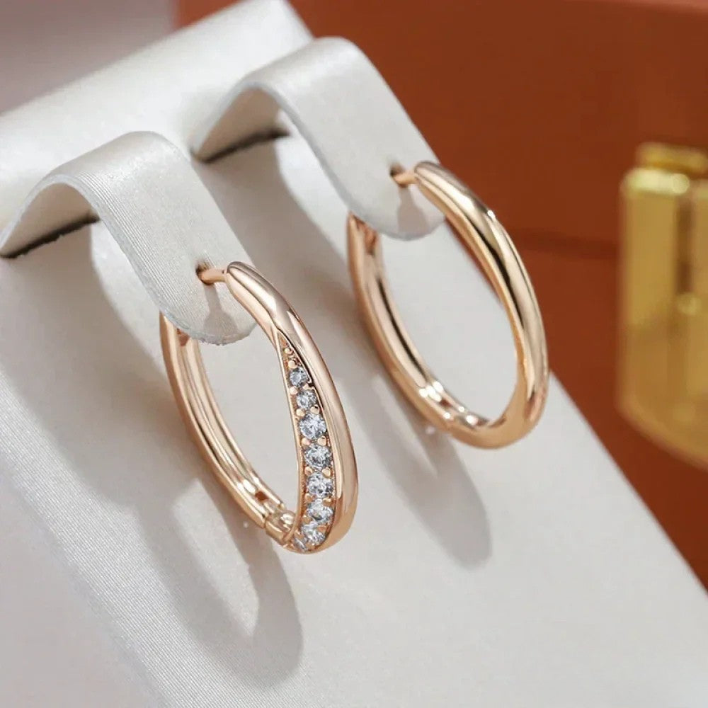Autumn | Women’s Golden Hoop Earrings with Crystal Accents