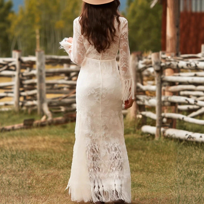 Ruby Campbell | Boho Lace Tassel Maxi Dress For Women