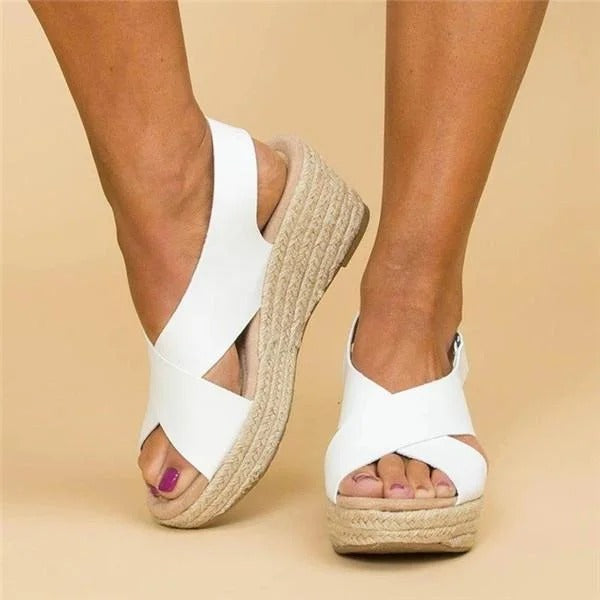 Carmen | Women’s Cross-Strap Espadrille Wedge with Open-Toe