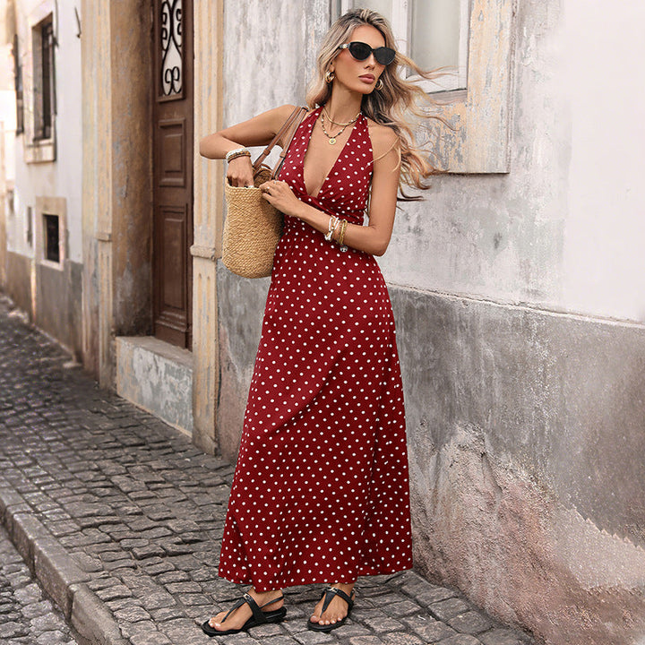 Amelia Clarke | Polka Dot Halter Summer Dress For Women
