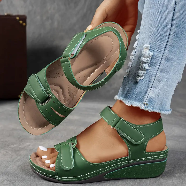 Mia Reynolds | Soft Leather Orthopedic Wedge Sandals For Women