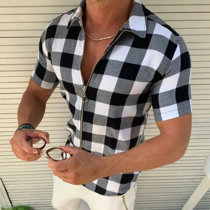 Liam Parker | Plaid Zip Shirt For Men