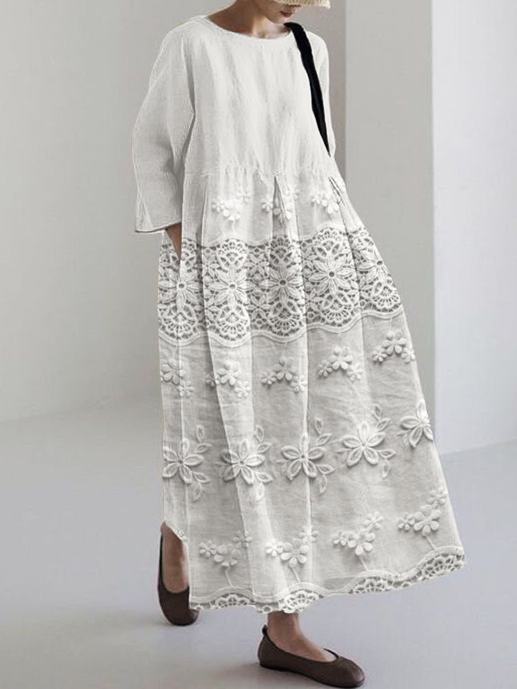 Anika | Women’s Delicate Floral Maxi Dress with Embroidery