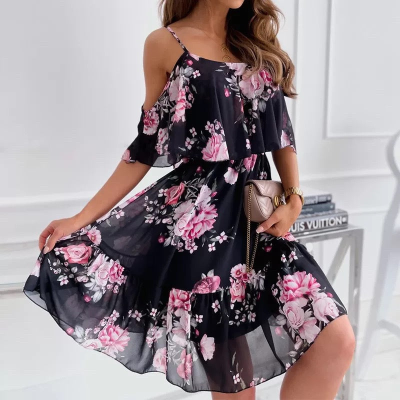 Amelia Hughes | Floral Ruffled Summer Dress For Women