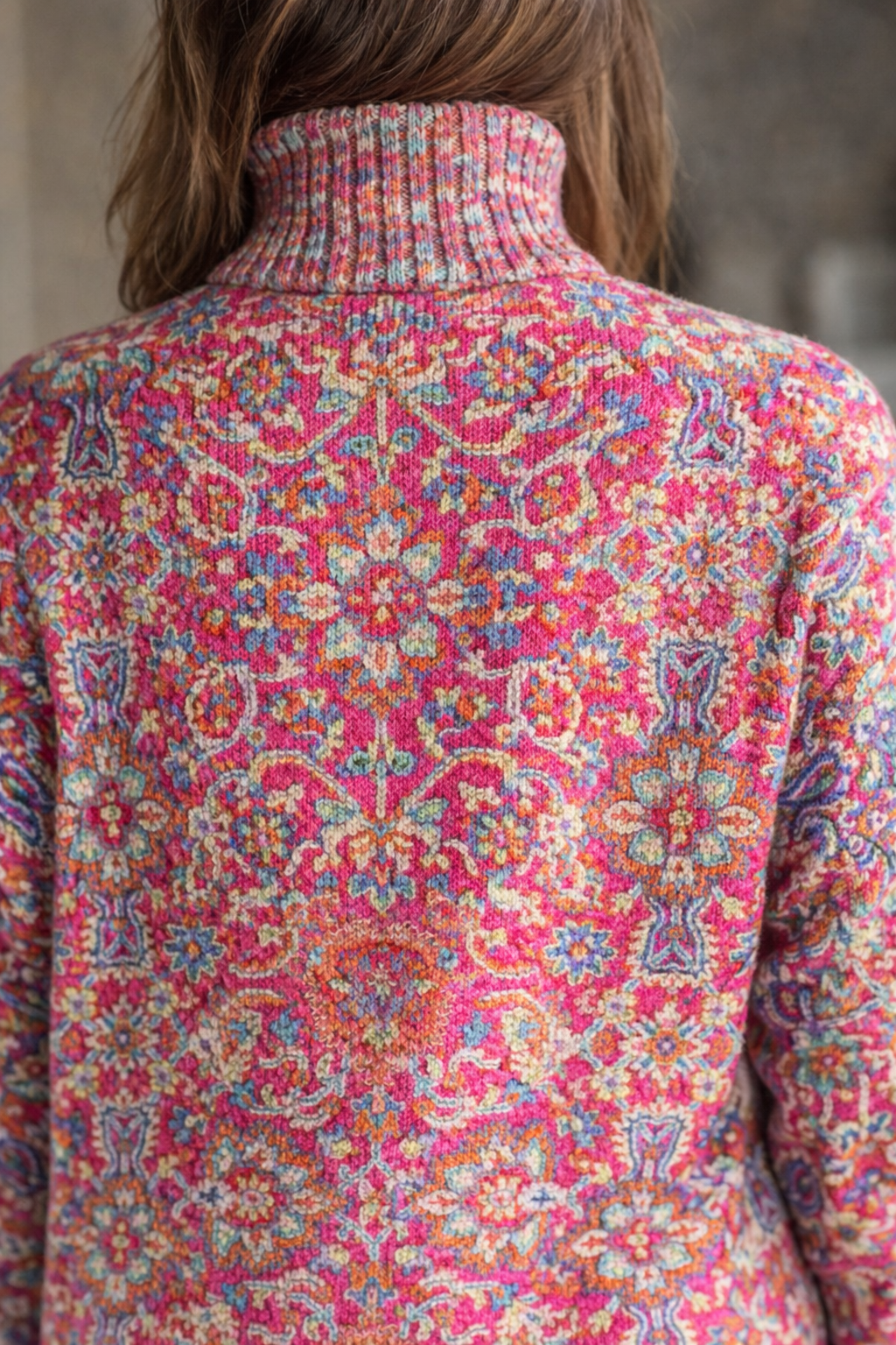 Fiona | Women's Floral Turtleneck Sweater with Paisley Print