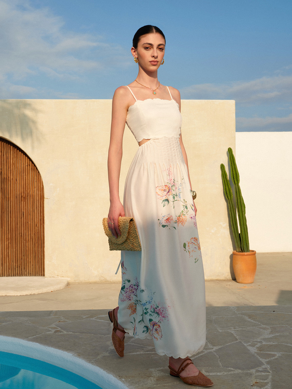 Bianca | Women’s Floral Maxi Dress with Adjustable Straps