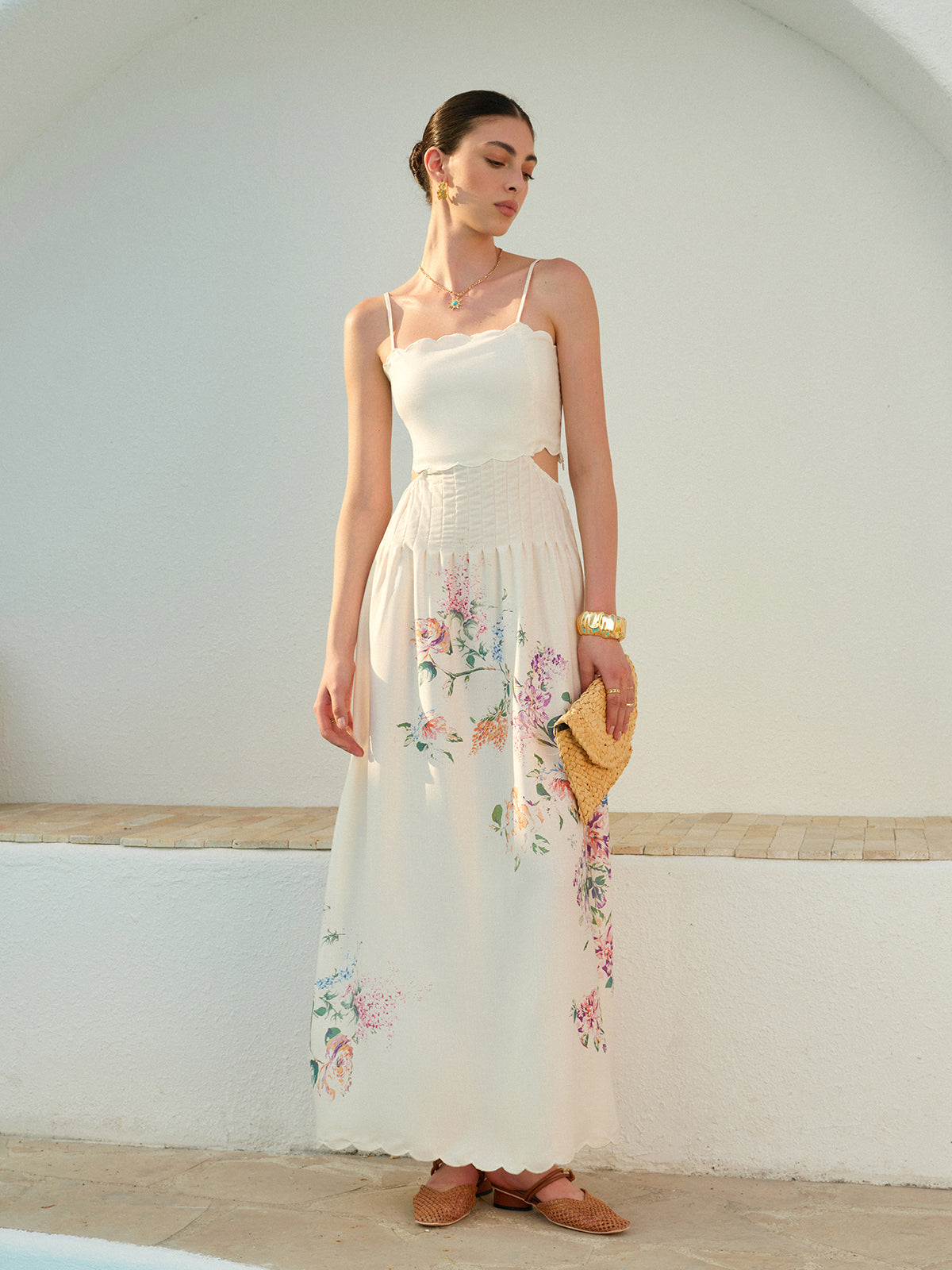 Bianca | Women’s Floral Maxi Dress with Adjustable Straps