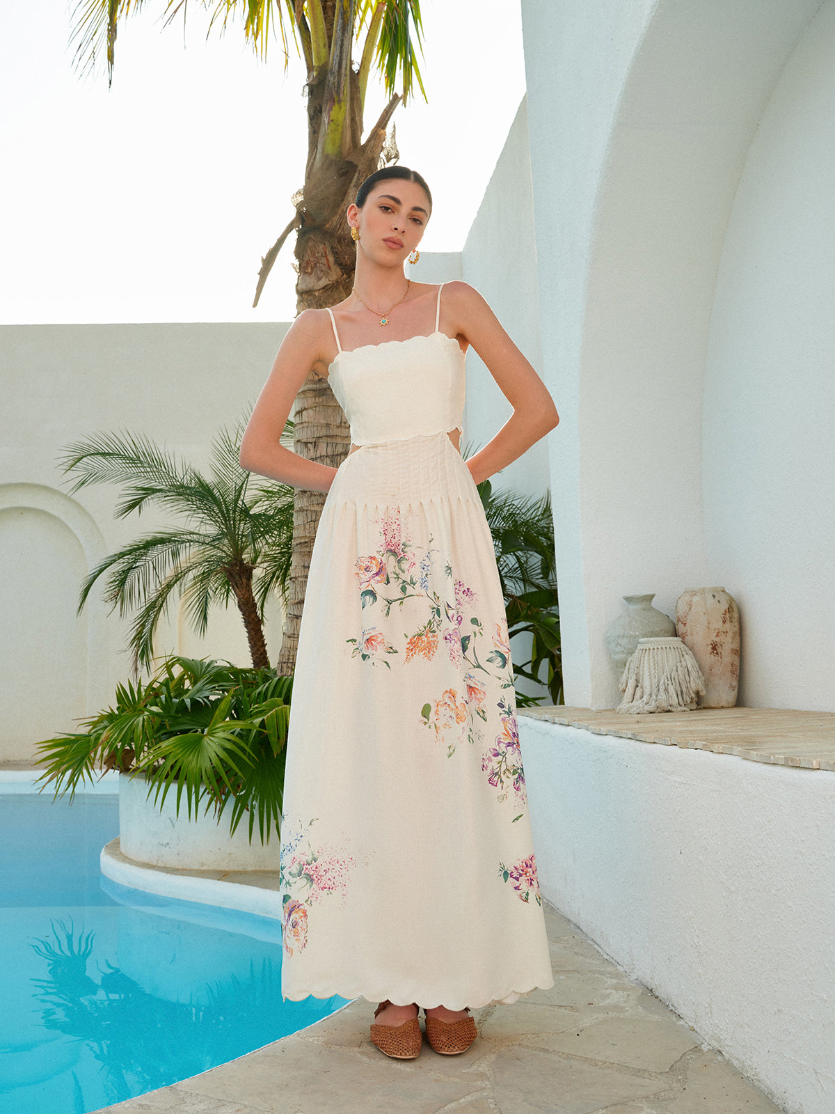 Bianca | Women’s Floral Maxi Dress with Adjustable Straps