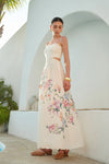 Bianca | Women's Floral Print Lace-Up Back Sleeveless Maxi Dress