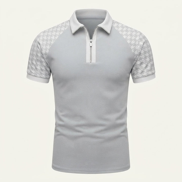 Flynn Carter | Houndstooth Zip Polo Shirt For Men