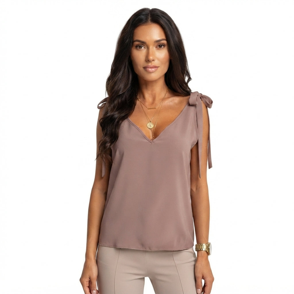 Freya Bennett | Bowknot Tie-Up V-Neck Cami Top For Women