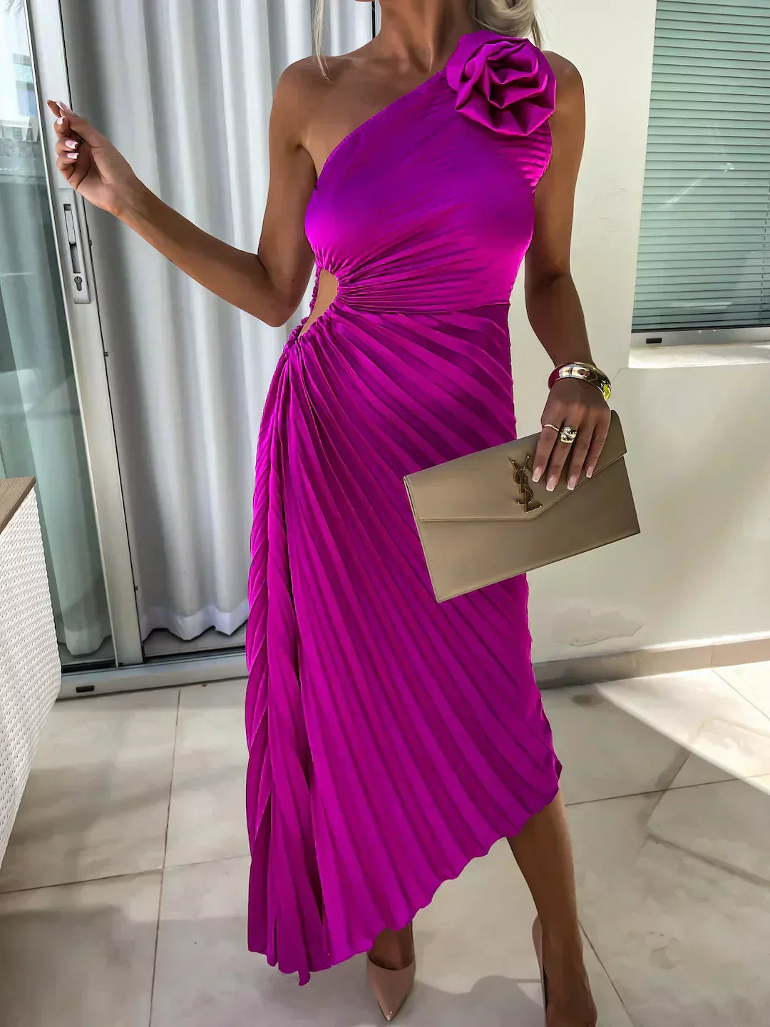 Camila | Women’s Romantic Flower Dress with Draped Silhouette
