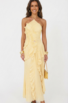 Grace Holloway | Pleated Ruffle Halter Maxi Dress For Women