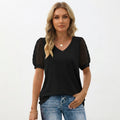 Grace Lawrence | Dot Puff Sleeve V-Neck Top For Women