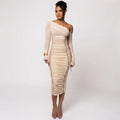 Grace Pemberton | One Shoulder Ruched Midi Evening Dress For Women