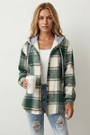 Grace Sutton | Plaid Flannel Hooded Shacket For Women