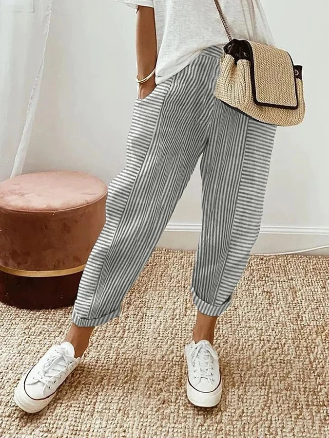 Holly | Women’s Striped Pants with Vertical Stripes